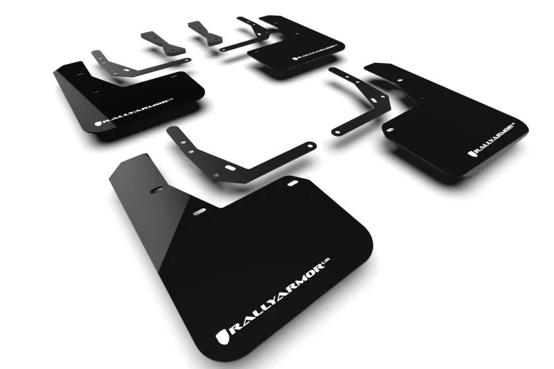 Rally Armor MF103-UR-BLK-WH, 24-26 Hyundai Kona N Line Black UR Mud Flap - White Logo