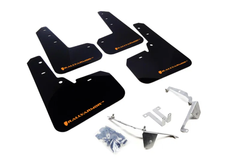 Rally Armor MF26-UR-BLK/OR, 13-17 Subaru Crosstrek XV Black Mud Flap w/Orange Logo
