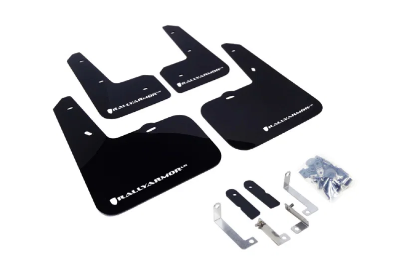 Rally Armor MF24-UR-BLK/WH, 12-18 Hyundai Veloster Black UR Mud Flap w/ White Logo