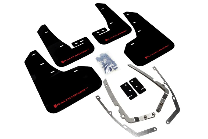 Rally Armor MF37-UR-BLK/RD, 15-21 MKVII VW Golf/GTI Black UR Mud Flap w/Red Logo