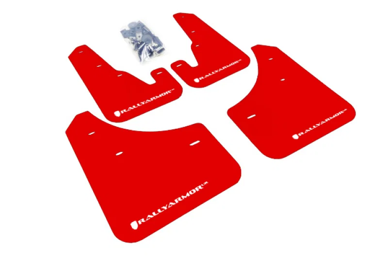 Rally Armor MF9-UR-RD/WH, 04-09 Mazda3/Speed3 Red UR Mud Flap w/ White Logo for Mazda 3