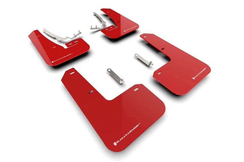 Rally Armor MF80-UR-RD/WH, 22-26 VW MK8 Golf GTI/R Red UR Mud Flap w/White Logo