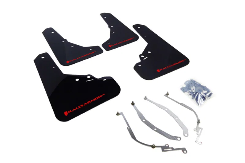 Rally Armor MF25-UR-BLK/RD, 12-18 Fiat 500 Black UR Mud Flap w/Red Logo
