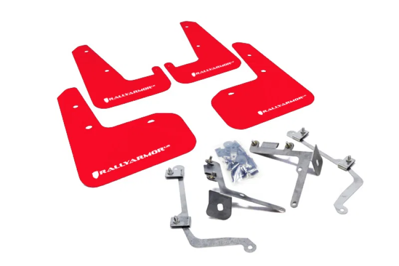 Rally Armor MF19-UR-RD/WH, 11-14 Subaru WRX/STI (Sedan Only) Red UR Mud Flap w/White Logo