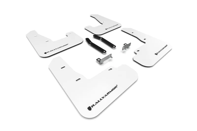 Rally Armor MF59-UR-WH/BLK, 19-21 Hyundai Elantra GT N Line/i30 White UR Mud Flap w/Black Logo