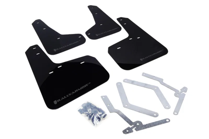 Rally Armor MF27-UR-BLK/GRY, 12-19 Ford Focus ST / 16-19 RS Black Mud Flap w/Grey Logo