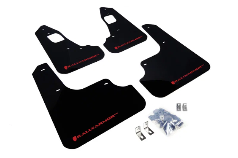 Rally Armor MF10-UR-BLK/RD, 08-17 Mitsubishi EVO X Black UR Mud Flap w/ Red Logo