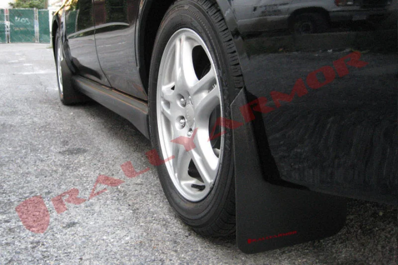 Rally Armor MF1-BAS-RD, 02-07 Subaru WRX/STI/RS/2.5i (Wagons Req. Mod.) Basic Black Mud Flap w/Red Logo