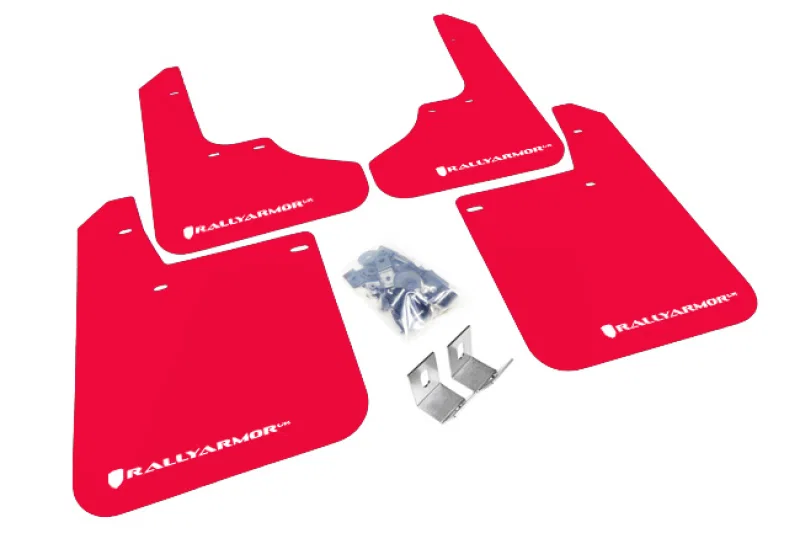 Rally Armor MF2-UR-RD/WH, 93-01 Subaru Impreza RS Red UR Mud Flap w/ White Logo