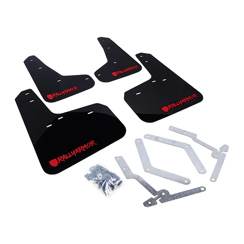 Rally Armor MF27-UR-BLK/RD-X, 12-19 Ford Focus ST / 16-19 RS Black UR Mud Flap w/Red Altered Font Logo