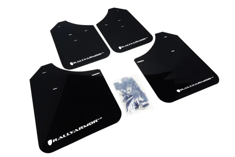 Rally Armor MF1-UR-BLK/WH, 02-07 Subaru WRX/STI/RS/2.5i (Wagons Req. Mod.) Black UR Mud Flap w/White Logo