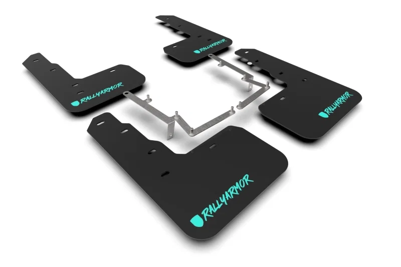 Rally Armor MF47-UR-BLK/TL-X, 17-22 Honda Civic Type R Black UR Mud Flap Altered Font Teal Logo