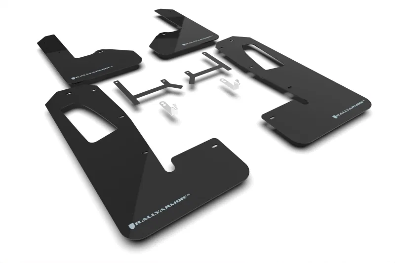 Rally Armor MF108-UR-BLK-ABL, 22-26 Rivian R1S Black UR Mud Flap w/Light Blue Logo