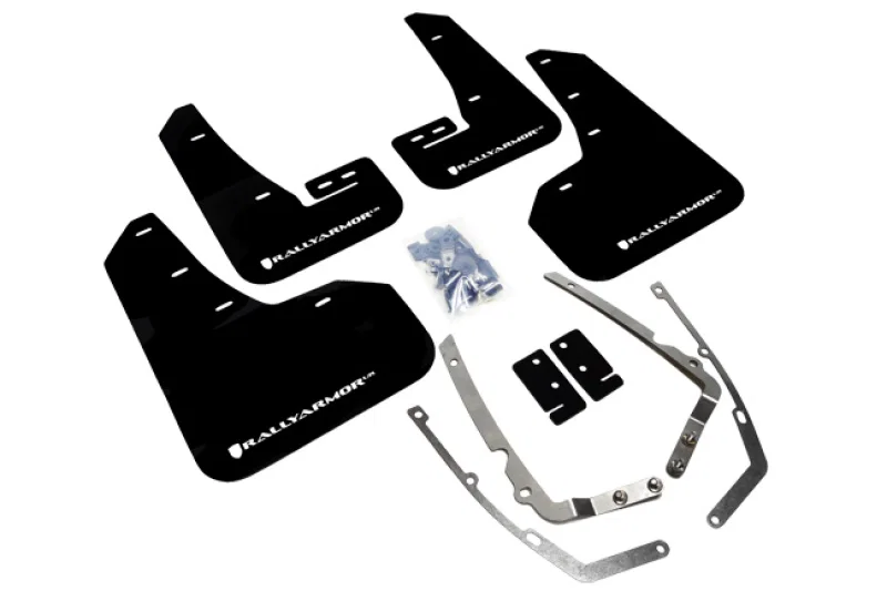 Rally Armor MF37-UR-BLK/WH, 15-21 MKVII VW Golf/GTI Black UR Mud Flap w/White Logo