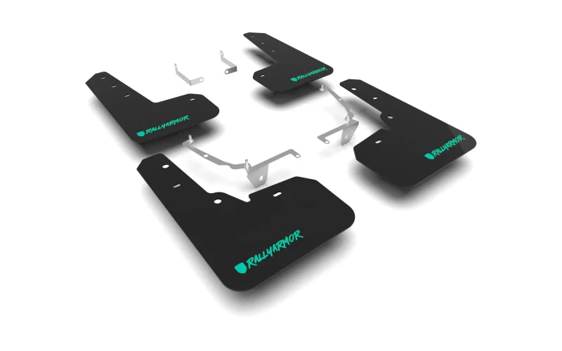 Rally Armor MF26-UR-BLK/TL-X, 13-17 Subaru Crosstrek XV Black UR Mud Flap w/Teal Altered Font Logo