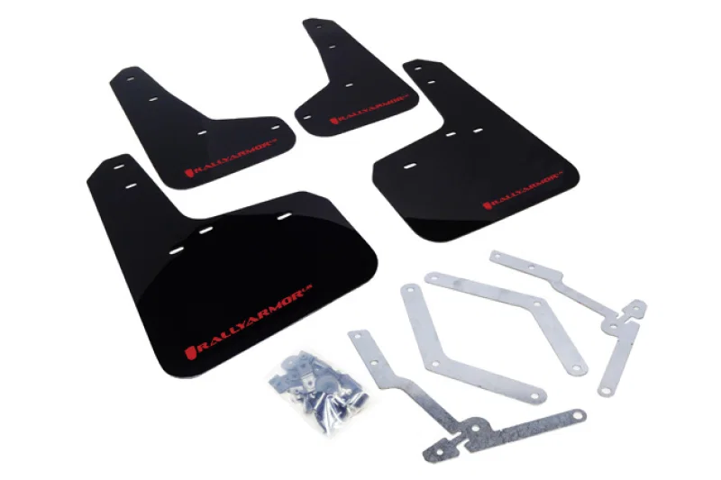 Rally Armor MF27-UR-BLK/RD, 12-19 Ford Focus ST / 16-19 RS Black Mud Flap w/Red Logo