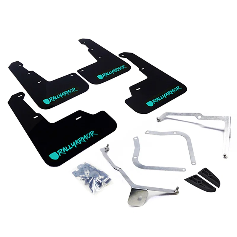 Rally Armor MF32-UR-BLK/TL-X, 15-21 Subaru WRX/STI Black UR Mud Flap w/Teal Altered Font Logo