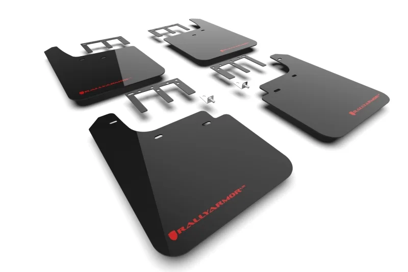 Rally Armor MF121-UR-BLK-RD, 19-26 Gen 4 Chevy Silverado 1500 Black UR Mud Flap Metallic Red Logo