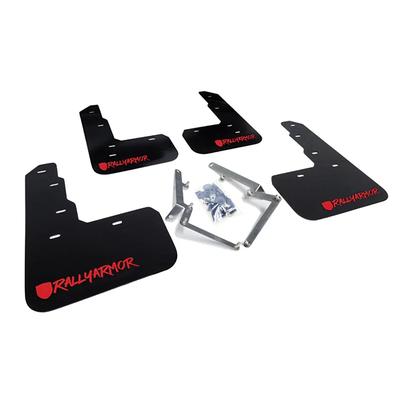 Rally Armor MF47-UR-BLK/RD-X, 17-22 Honda Civic Type R Black Mud Flap Red Altered Font Logo