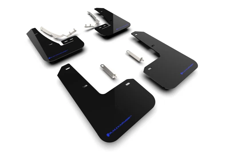 Rally Armor MF80-UR-BLK/BL, 22-26 VW MK8 Golf GTI/R Black UR Mud Flap w/Blue Logo
