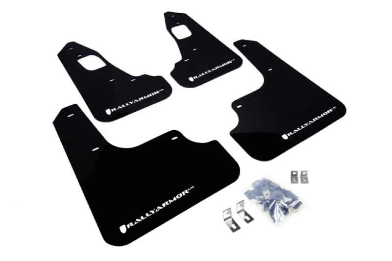 Rally Armor MF10-UR-BLK/WH, 08-17 Mitsubishi EVO X Black UR Mud Flap w/ White Logo