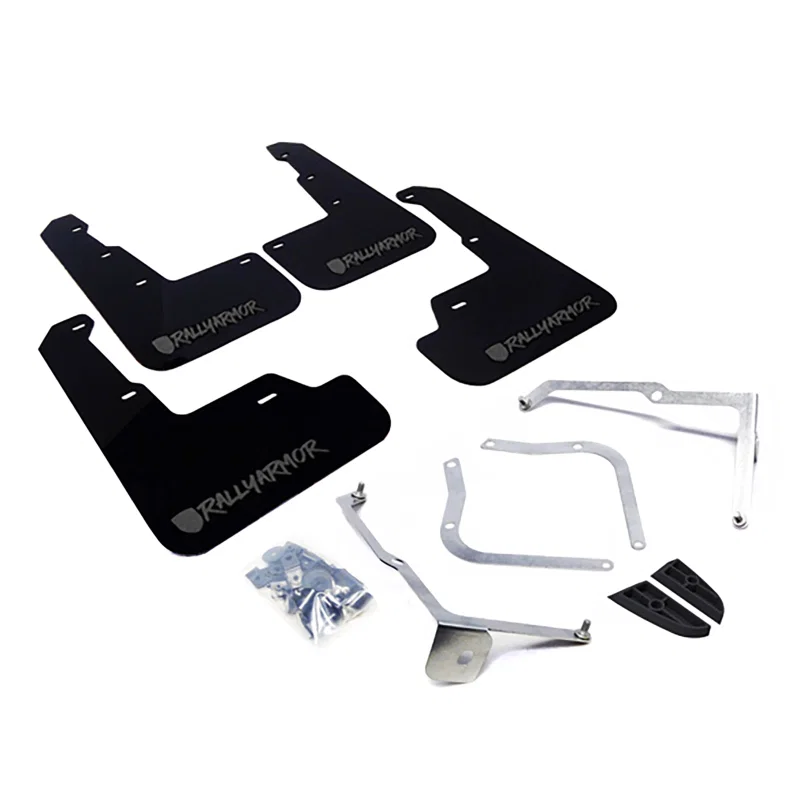 Rally Armor MF32-UR-BLK/GRY-X, 15-21 Subaru WRX/STI Black Mud Flap Grey Altered Font Logo
