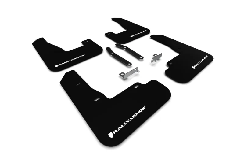 Rally Armor MF59-UR-BLK/WH, 19-21 Hyundai Elantra GT N Line/i30 Black UR Mud Flap w/White Logo