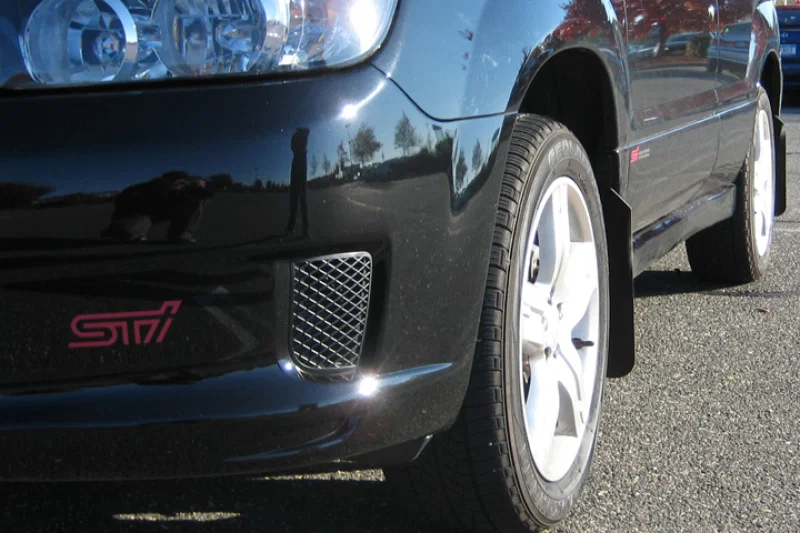 Rally Armor MF5-BAS-BLK, 03-08 Subaru Forester Basic Black Mud Flap w/ Black Logo