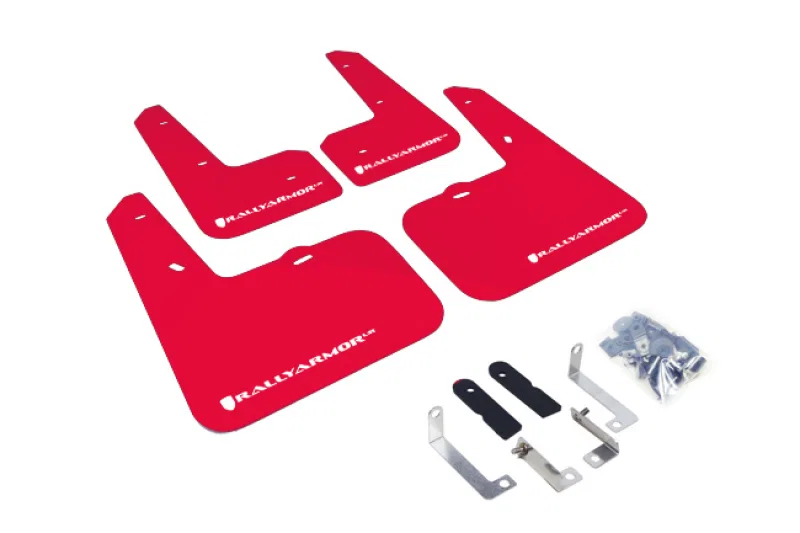 Rally Armor MF24-UR-RD/WH, 12-18 Hyundai Veloster Red UR Mud Flap w/ White Logo