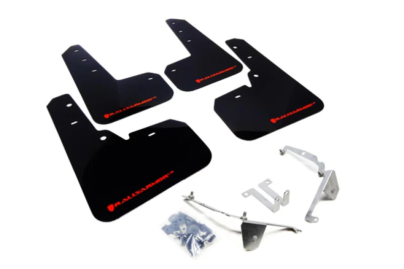 Rally Armor MF26-UR-BLK/RD, 13-17 Subaru Crosstrek XV Black UR Mud Flap w/Red Logo