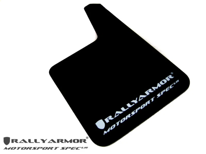 Rally Armor MF20-MSUR-BK/WH, Universal Fit (No Hardware) Motorsport Spec Black UR Mud Flap w/ White Logo
