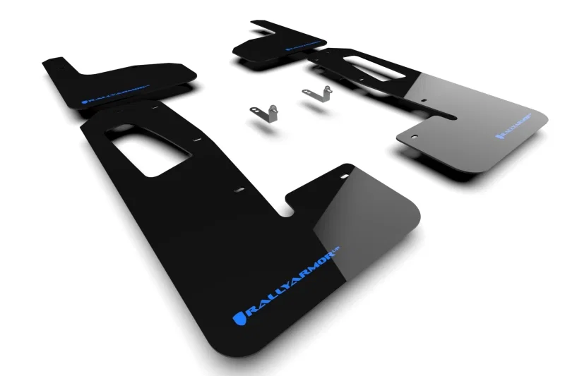 Rally Armor MF18-UR-BLK/NB, 22-25 Rivian R1T Black UR Mud Flap w/Nitrous Blue Logo