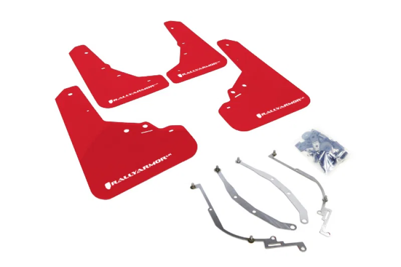 Rally Armor MF25-UR-RD/WH, 12-18 Fiat 500 Red Mud Flap w/White Logo