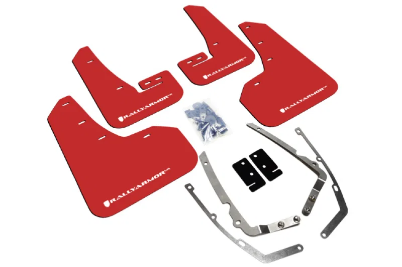 Rally Armor MF37-UR-RD/WH, 15-21 MKVII VW Golf/GTI Red UR Mud Flap w/White Logo