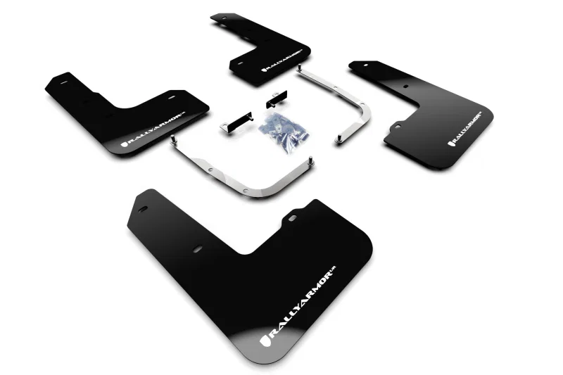 Rally Armor MF57-UR-BLK/WH, 19-22 Hyundai Veloster N Black UR Mud Flap w/ White Logo