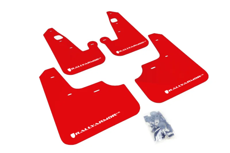 Rally Armor MF8-UR-RD/WH, 07-17 Mitsubishi Lancer Red UR Mud Flap w/ White Logo