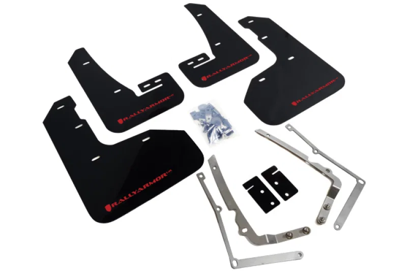Rally Armor MF40-UR-BLK/RD, 15-17.5 MKVII VW Golf R Black UR Mud Flap w/Red Logo