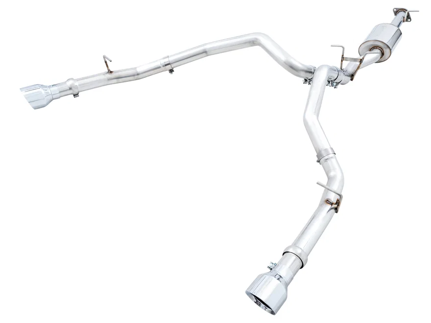 0FG Dual Rear Exit Catback for 5th Gen 5.7L (with bumper cutouts) Chrome Silver Tips for 2019-2026 Ram 1500