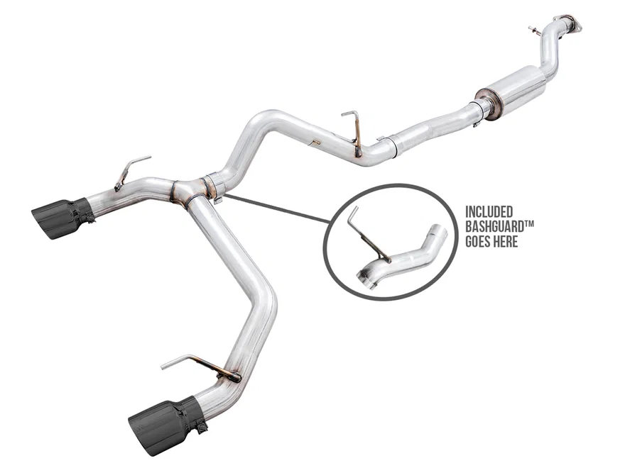 0FG Catback Exhaust with BashGuard™ Dual 4.5" Diamond Black Tips for 2021-2026 Ford Bronco