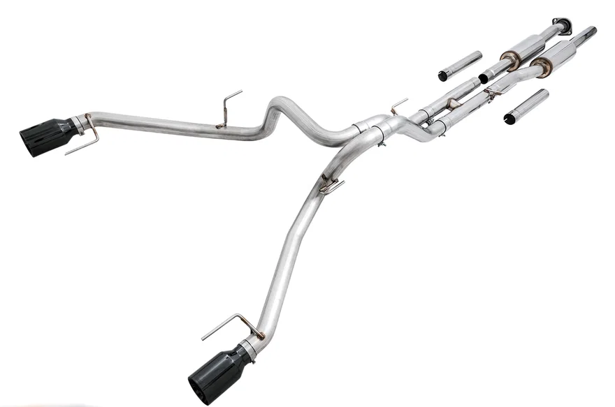 0FG Exhaust for Gen 2 (Resonated Performance Cat-back) Diamond Black 5" Tips for 2017-2020 Ford F-150
