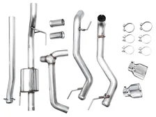 0FG Non-Resonated Catback (With Bumper Cutouts) 5" Chrome Silver Tips for 2021-2026 Ford F-150 and Lobo image 6