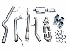 0FG Catback Split Rear Exit Exhaust for 2021+ Suburban/Yukon XL 5.3L - 4.5" Quad Chrome Silver Tips image 9