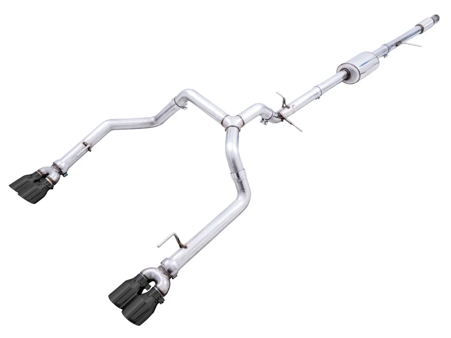 0FG Catback Split Rear Exit Exhaust for 4th Gen Silverado/ 5.3L (With Bumper Cutouts) Quad Diamond Black Tips for 2019-2026 Chevrolet Silverado 1500 and GMC Sierra 1500