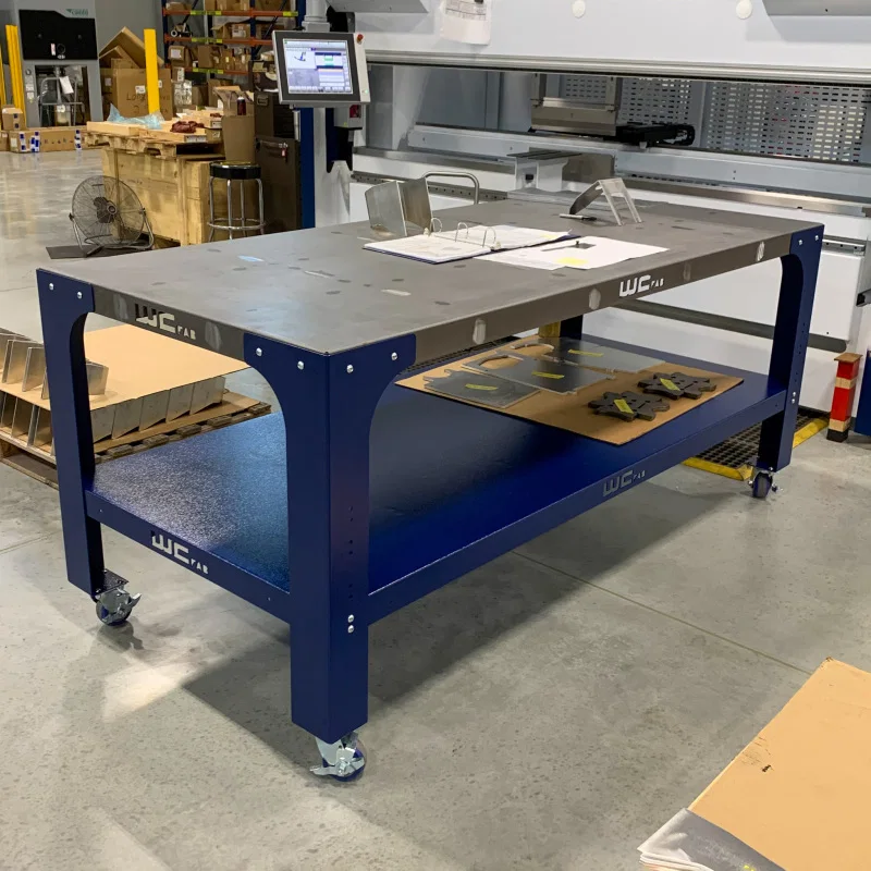 Wehrli WCF25-4290-120-TBLGR1, Modular Steel Work Bench Top/Shelf Kit - 42in x 90in x .120in Thick (Grey & Raw Steel)