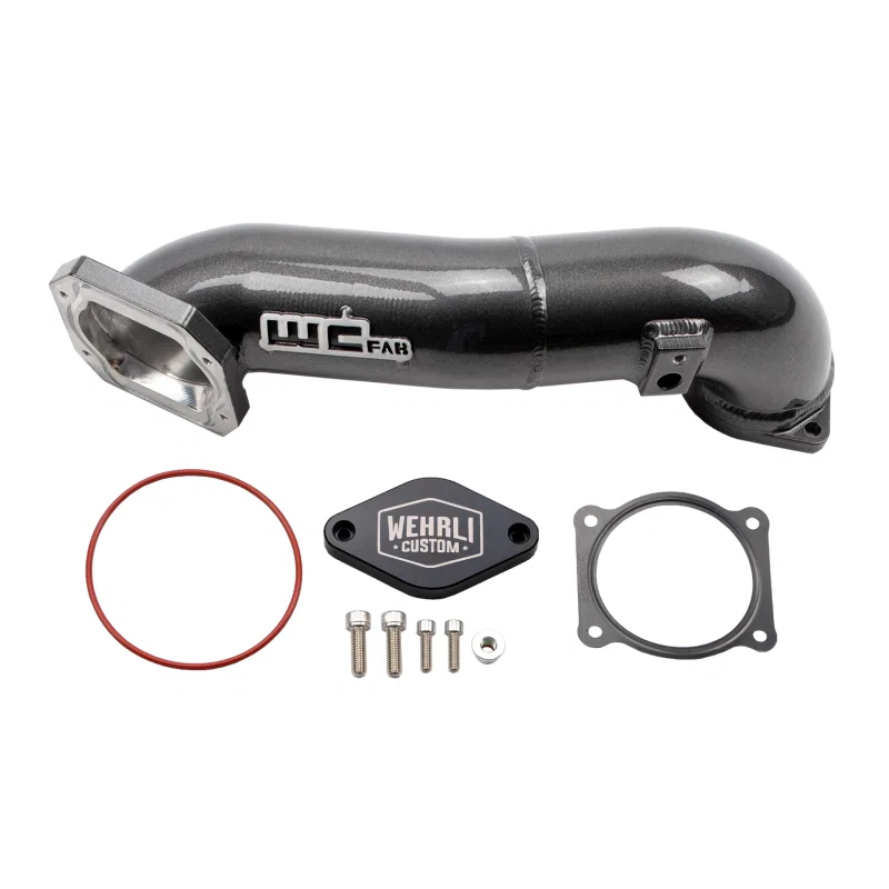 Wehrli WCF100328-GRY, 2011-2016 LML Duramax Passenger Side Upper Crossover Intercooler Pipe Kit WCFab- Grey