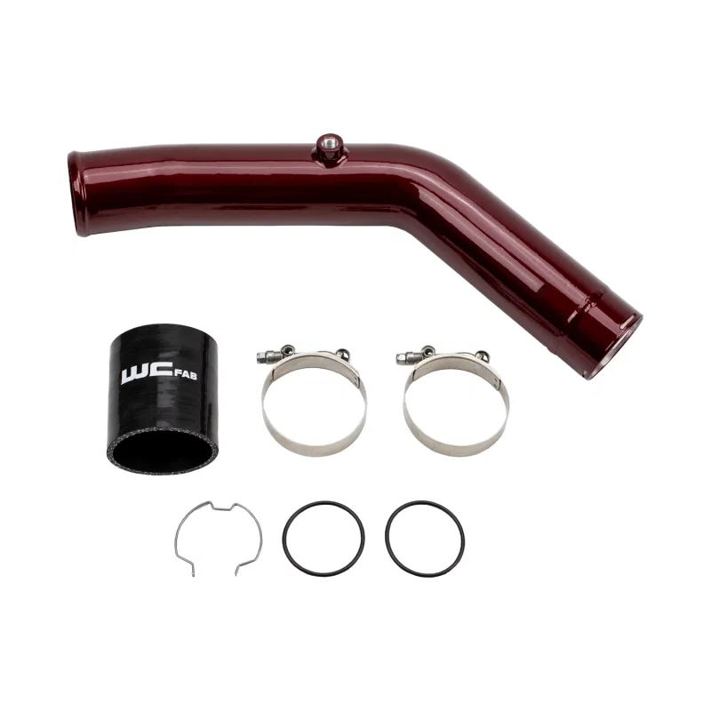 Wehrli WCF100308-RED, 23-24 Ford 6.7L HO Power Stroke 3in Hot Side Intercooler Pipe - WCFab Red