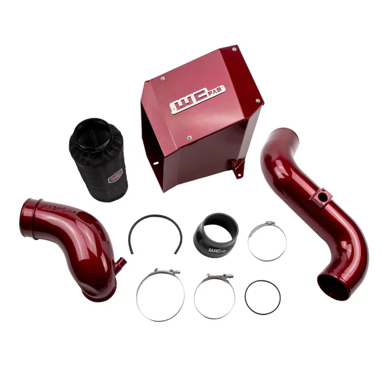 Wehrli WCF100301-Red, 2004.5-2005 LLY Duramax 4in Intake Kit with Air Box Stage 2 - Red