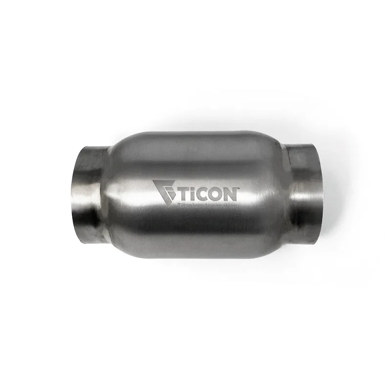 Ticon 115-08923-0006, Industries 3.5in Inlet/Outlet 5in Body x 12in OAL Titanium Bullet Resonator