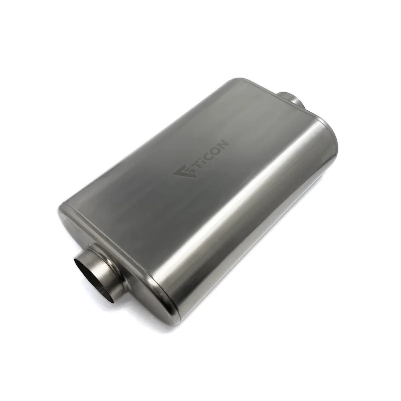 Ticon 116-07623-0200, Industries 17in OAL 3.0in Center In/Out Oval Ultralight Low Profile Titanium Muffler