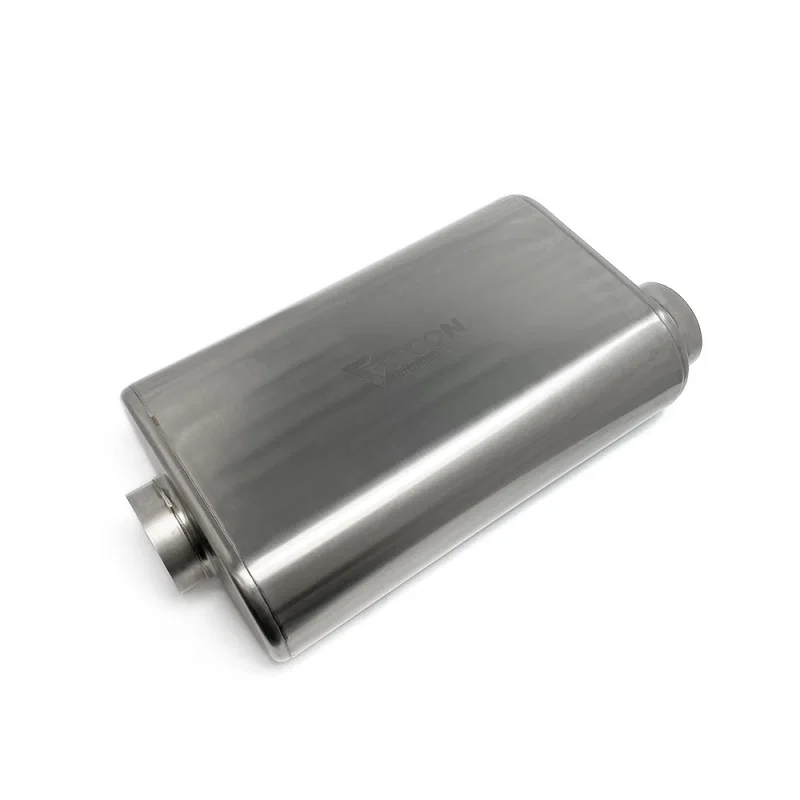 Ticon 116-07623-0210, Industries 17in Overall Length 3in Thin Oval Titanium Muffler - 3in Center In/Offset Out